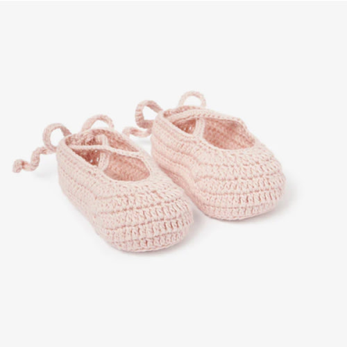 Pink Ballerina Hand Crocheted Baby Booties