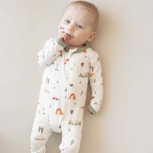 Bamboo Zippered Romper in Road Trip Print | Kyte Baby
