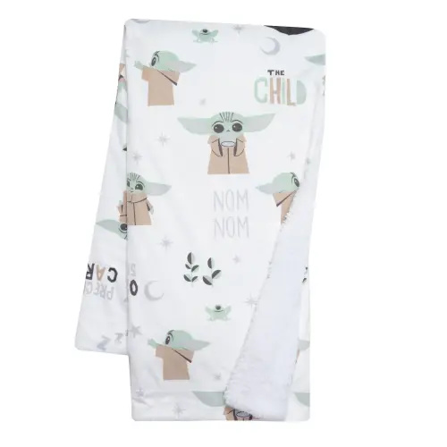 Star Wars The Child/Baby Yoda/Grogu White Minky/Fleece Baby Blanket – Lambs & Ivy