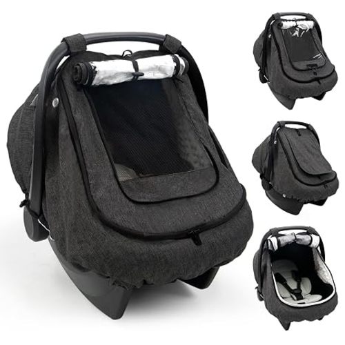 Waterproof Baby Car Seat Cover Canopy - Black