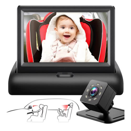Baby Car Mirror with 4.3'' HD Night Vision Function Display, Safety Car Seat Camera with Wide Crystal Clear View, Easily Observe The Baby’s Move(Not USB)