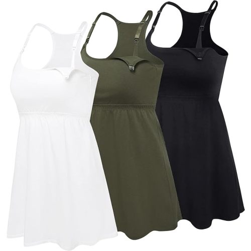 SUIEK Cotton Maternity Nursing Tank Tops with Shelf Bra Breastfeeding Camis | No Separate Bra Needed, Pregnancy to Postpartum, Ultra-soft Sleep Cami Shirts