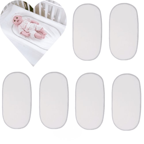 6Pcs Reusable Changing Pad Liner, Soft and Waterproof Diaper Changing Pad Covers for Strollers or Car Seats, White