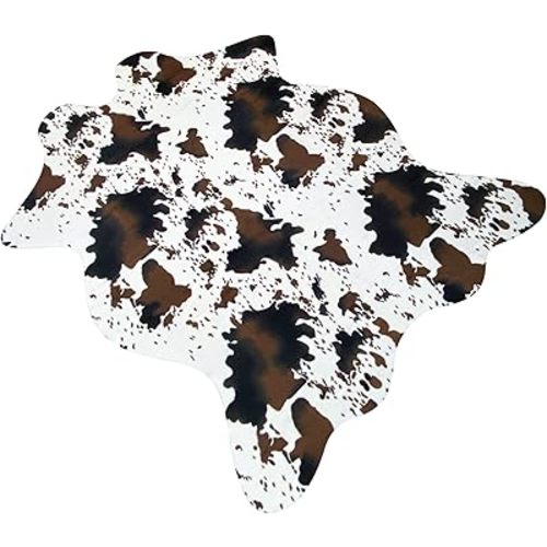 Faux Cowhide Rug Cow Print Rugs for Bedroom Cute Animal Print Carpet Western Decor Cow Rug for Living Room or Table 3.6x2.46 Feet(110x75cm)