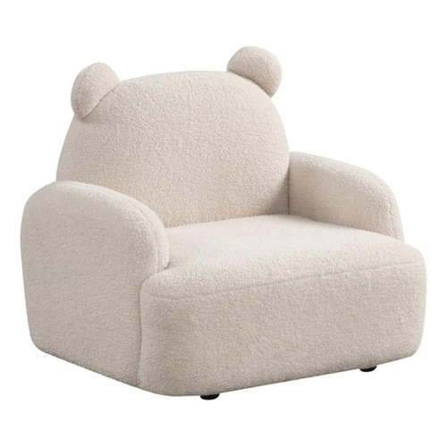 Raelynn 25.5"W Beige Sherpa Fabric Bear-Shaped Kids Armchair