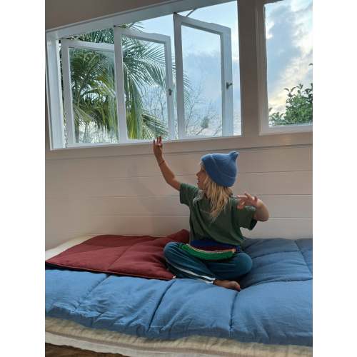 Blue & Burgundy Sleeping Bag