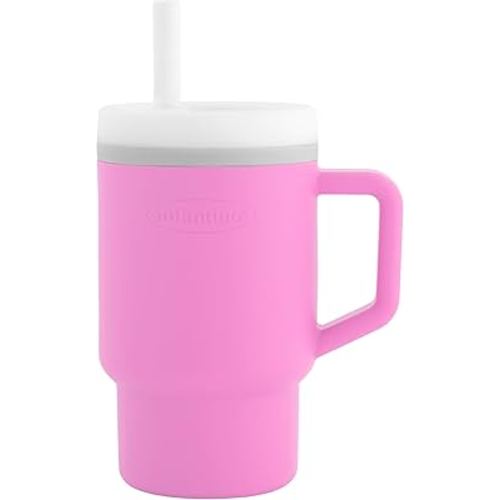 Infantino My 1st Tumbler, Silicone Sippy Cup with Straw & Handle, Spill-Resistant Baby Cup for On-the-Go, BPA-Free Transition Bottle, Cotton Candy