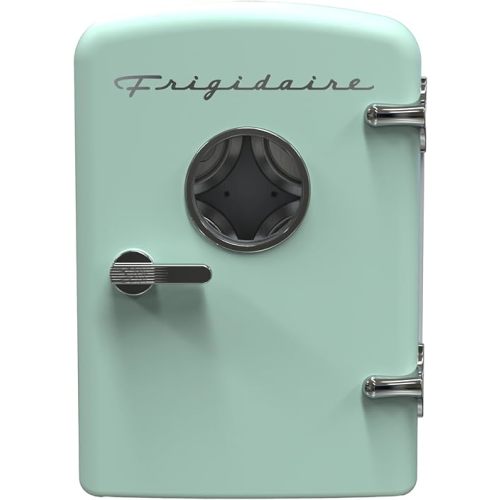 Frigidaire EFMIS171 Retro Mini Portable Personal Fridge - Ideal for Home, Office or Dorm - Includes Carrying Handle, AC/DC Wall/Car Charger (Green)