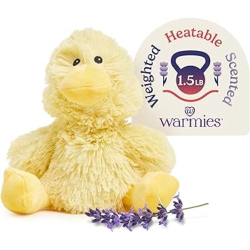 warmies Microwavable & Weighted Stuffed Animals, Duck - Heated Stuffed Animal Plushie for Warmth & Comfort - Cute Soft Plush Toys for Adults & Children (Boys, Girls, Babies & Toddlers)
