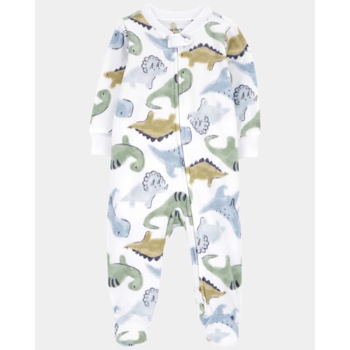 Baby Boy Dinosaur Print Loose Fit Long-Sleeve Sleep & Play Pajamas - White | Carter's