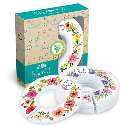 Baby Nest Designs Closet Dividers for Baby Clothes [Floral Bouquet] - 7x Baby Clothing Size Age Dividers from Newborn Infant to 24 Months - Floral Baby Clothes Dividers and Nursery Closet Organizer