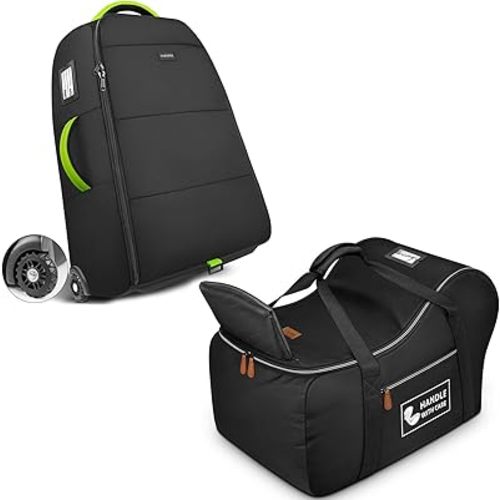 YOREPEK Padded Stroller Travel Bag with Wheels for Airplane Fit for Nuna Mixx Next, and Car Seat Travel Bag Fits Infant Carseat with Anti-Rebound Bar Base
