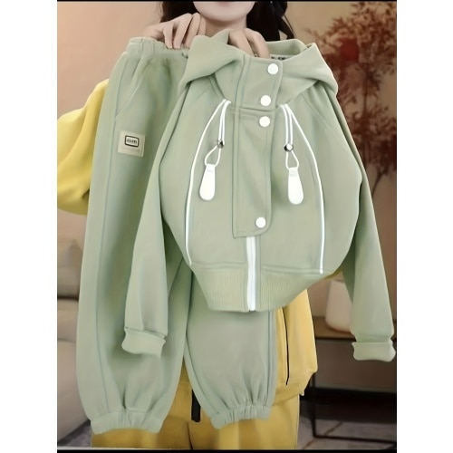 4-5t New 'et: Stylish ' 'orean-Style Casual Sportswear Trendy Hooded Two-Piece Set That'll Turn Heads, Perfect for Outdoor