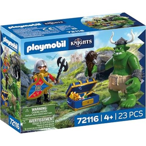 Playmobil | Knights | Troll with Lion Knight Treasure | Troll Figure with Movable Club and Treasure Chest | Knights Toy for Children Aged 4+ | 72116