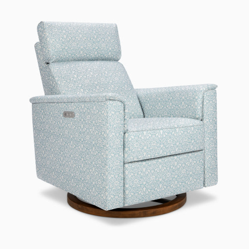 Namesake Morris & Co. x Namesake Willa Plus Power Glider Recliner w/ Power Headrest - Bellflowers In Powdered Blue Performance Eco-Weave