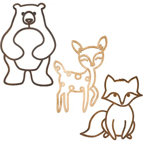 Yulejo Nursery Wall Decor 3 Pieces Jungle Theme Nursery Decor Wooden Animal Wall Decor Woodland Safari Wall Decor with Glue Points for Bedroom Decor (Deer, Bear, Fox)