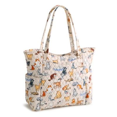 Vera Bradley Women's Outlet Cotton Large Glenna Tote Bag A Cat's Life