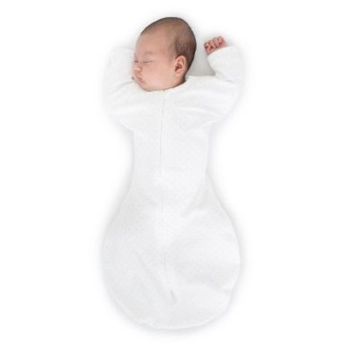 SwaddleDesigns Transitional Swaddle Sack Wearable Blanket - Sterling Polka Dots on White - S - 0-3 Months