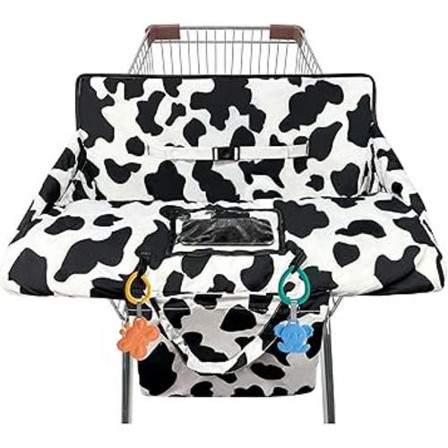 Shopping Cart Cover for Baby,2-in-1 High Chair Cover Soft,Portable, and Machine Washable,Comfortable Cotton Seat Pad with Safety Harness and Portable Cloth Bag,Fits All Supermarkets and Restaurants