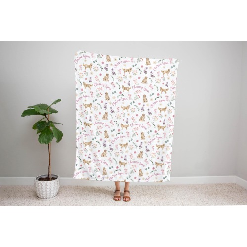 Golden Retriever Blanket With Name Wildflower Golden Retriever Baby Shower Baby Girl Newborn Gift Hospital Announcement Blanket Coming Home