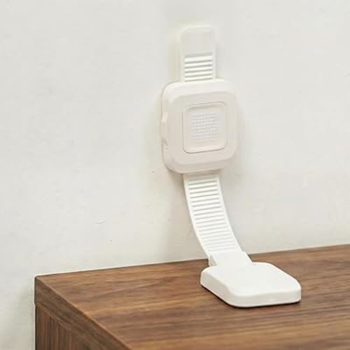 YEYA Upgraded No Drill Furniture Anchors for Baby Proofing, Anti-Tip Adjustable Straps, Strong Adhesive Backing 4 Pack