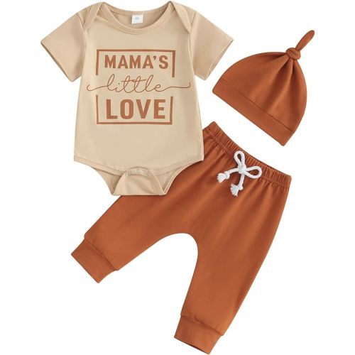 Fiomva Newborn Baby Clothes Outfits Boy Funny Letter Short Sleeve Onesie Romper+Long Pants Set Infant Summer Clothing