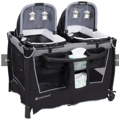 Baby Trend Retreat Twins Nursery Center Playard | Portable Playard with Double Removable Bassinets