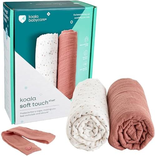 Koala Babycare Organic Muslin Swaddle Blankets for Newborns – GOTS & Oeko-TEX Certified - 2 Pack Soft Cotton Baby Blanket 47 x 47 inches - Lightweight, Breathable, and Safe for Boys and Girls