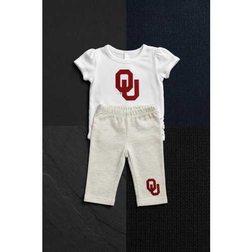 Embroidered OU Baby Outfit:  Cotton Onesie and Pants set for Boys or Girls