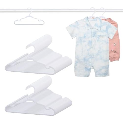 100 Pack White Baby Hangers 11.42 Inch & 12.91 Inch Each 50 Pack - Kids Non-Slip Clothes Hangers for Infant & Child, Durable Plastic Children's Hangers for Closet, Pants, Coats, Skirts