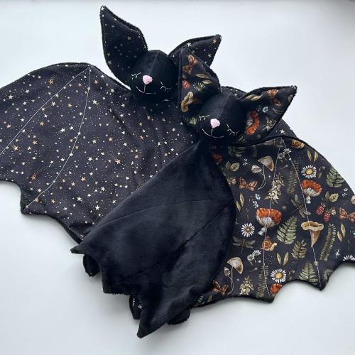 Personolized Baby Bat lovey blanket, bat plush for baby shower gift