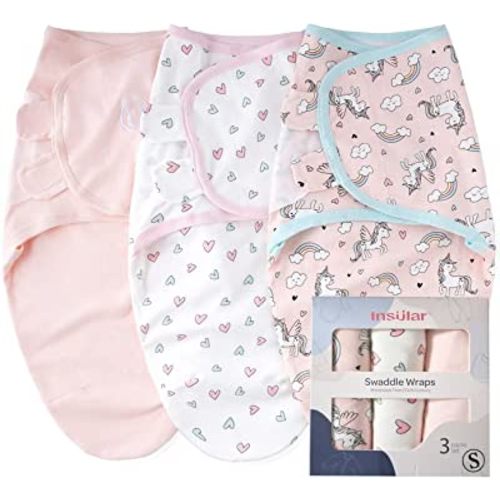 insular Swaddle Blanket, Baby Swaddle Wrap for Newborn and Infant, Adjustable Swaddle Set for Boy and Girl, Soft Cotton Baby Sleep Sack 3 Pack Small(0-3 Month), Horse