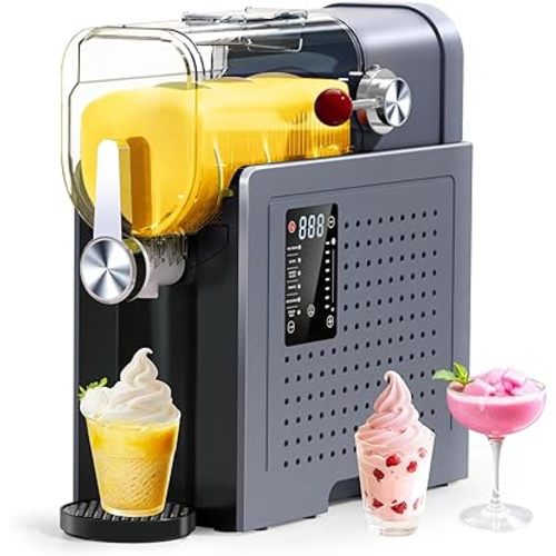 Slushy Machine for Home - 88oz Frozen Drink Maker, 2 In 1 Soft Serve Ice Cream & Slushie Machine with LED Display, No Ice Needed, 6 Preset Programs for Frozen Margaritas, Frappe, Smoothie, Milkshake