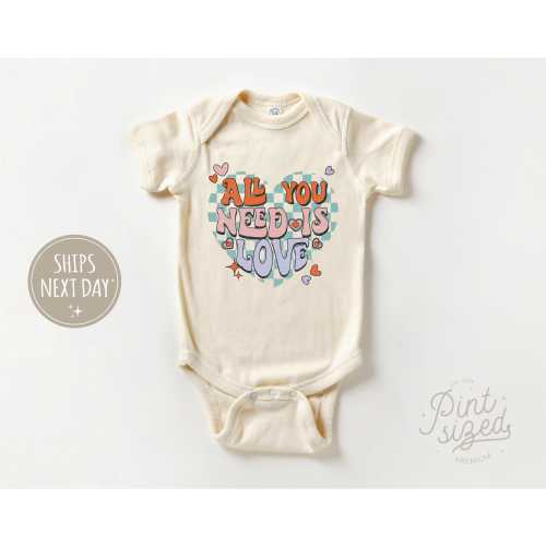 All You Need Is Love Onesie® - Retro Bodysuit - Cute Natural Baby Onesie®