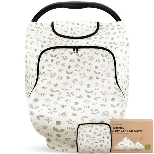 KeaBabies Winter Car Seat Cover Baby, Newborn - Universal Fit Infant Carseat Covers Baby Girl, Boy, Breathable, Lightweight Blanket, Easy to Use Stroller Canopy, Rain, Wind, Sun Shade (Laurel)