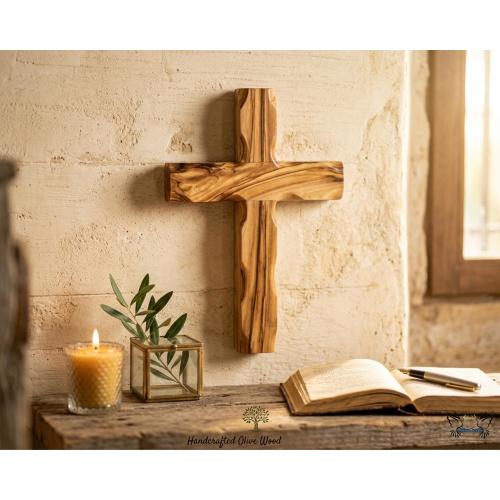 Olive Wood Cross | Handmade Jerusalem Wall Hanging Cross Decor for Confirmation, Baptism, Communion Gifts, Holy Land Christian Religious