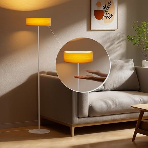 deeloop Gesture-Control Floor Lamp, CRI>95 Cozy Corner Floor Lamps for Bedroom, 23W 2600LM Bright LED Floor Lamp with Gesture Stepless Dimming, Tall Standing Lamp Suit for Living Room Office (2700K)
