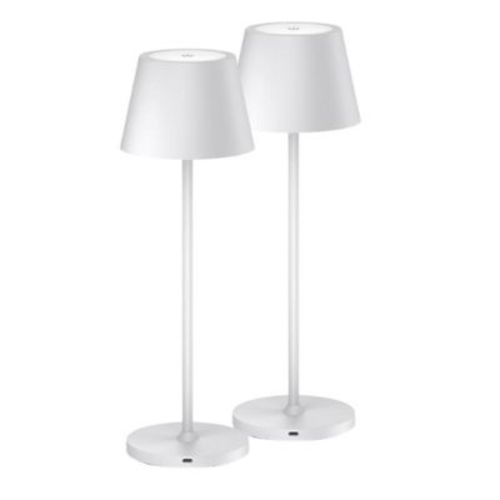 ONEWISH 2-Pack Touch-Control Cordless LED Table Lamp – Modern Holiday Décor, Gift for Family & Friends,White