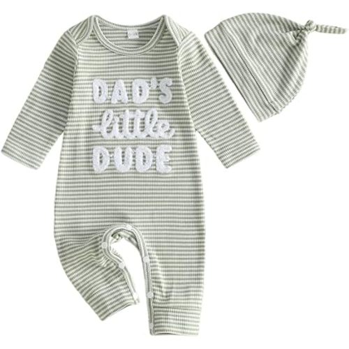 Baby Boy Clothes Newborn Outfit One Piece Romper Letters Bodysuit + Hat