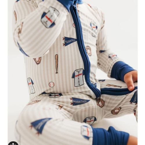 Blue Baseball Zipper Romper – In My Jammers
