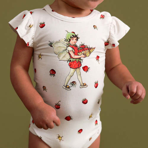 Strawberry Flower Fairy Ruffled Bodysuit