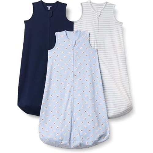 Amazon Essentials Unisex Babies' Cotton Sleep Sack, Wearable Blanket, 0.5 TOG, Pack of 3, Machine Washable
