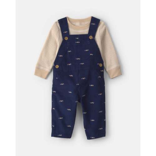 Baby Boy 2-Piece Car Corduroy Long-Sleeve Overall Set - Navy Blue/Cream | Carter's
