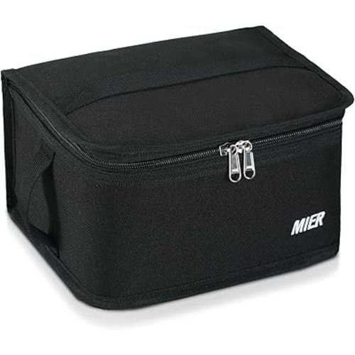 MIER Insulated Lunch Box for Men Women Kids Portable Small Lunch Bag 9 CAN Compact Thermal Mini Cooler for School Work Picnic, Black