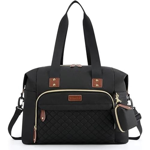 Tuwubi Diaper Bag Tote,Baby Diaper Bag with Pacifier Case Large Travel Diaper Tote Caddy for Mom and Dad Multifunction Large Baby Bag - Black