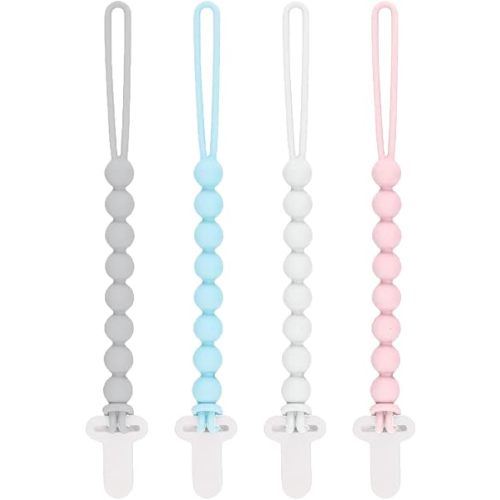 Silicone Pacifier Clip for Baby Boys Girls, Paci Holder 4 Pack