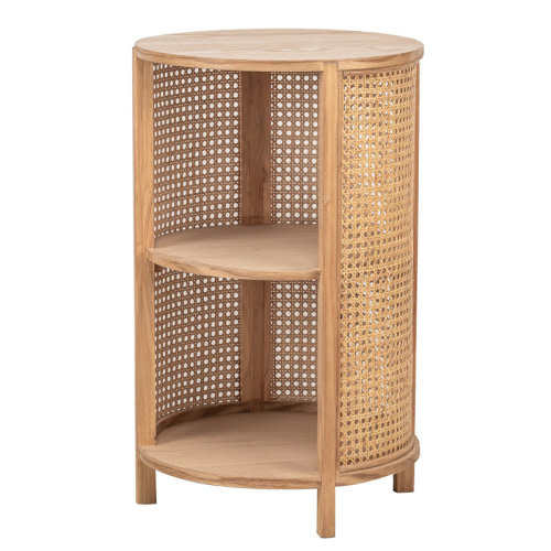 Ebern Designs Palladino 2-Storage Natural Wood and Rattan Nightstand | Wayfair