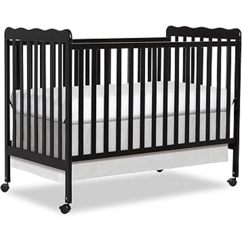 Dream On Me Carson Classic 3-in-1 Convertible Full-Size Baby Crib in Black, GreenGuard Gold & JPMA, 4 Mattress Heights, Converts to Day & Toddler Bed, Locking Wheels, Classic Nursery Design