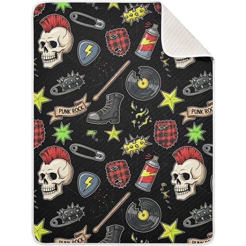 Baby Blankets Infant Blanket Punk Rock Style Toddler Blankets Soft Warm Personalized Nap Blanket for Daycare Stroller Cover
