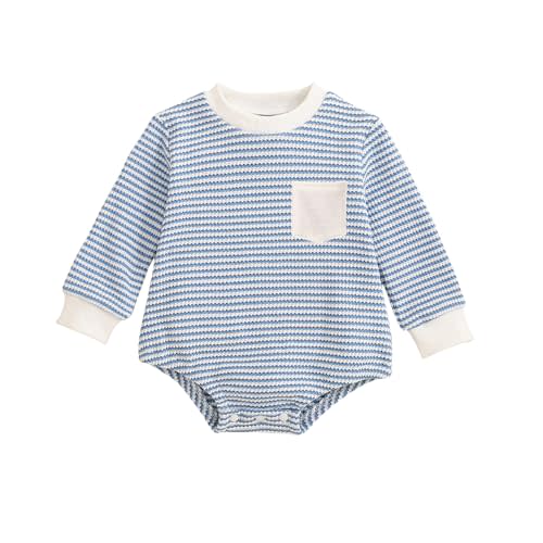 Baby Sweatshirt Romper Boy Girl Waffle Knit Long Sleeve Striped Romper Oversized Sweater Newborn Fall Winter Clothes